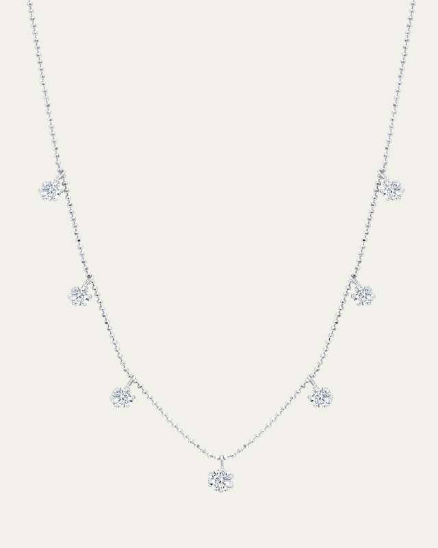 18K White Gold Medium Floating Diamond Necklace